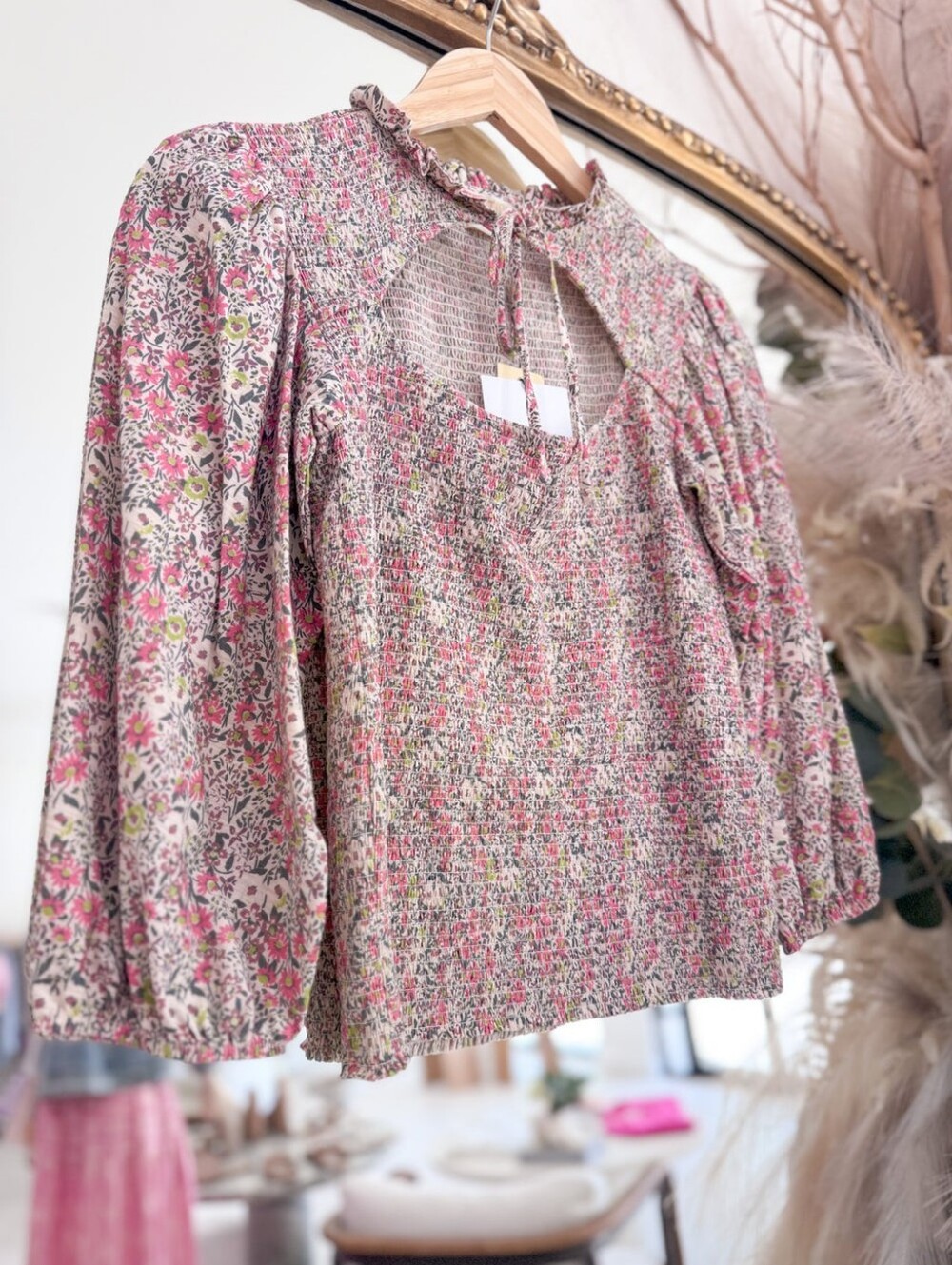 Nation Abrielle Floral Peasant Top - Pink